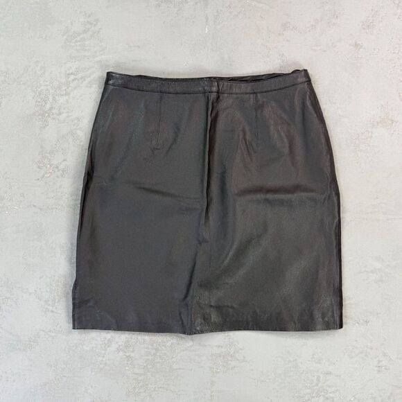 Vintage Newport News Black Leather Knee-Length Skirt Women's 14 - Picture 3 of 3